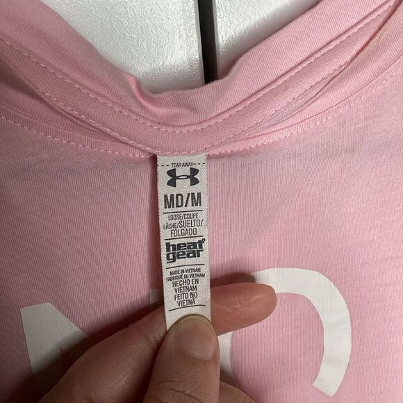 Ladies Under Armour No Days Off" workout tee shirt Pink Medium - Picture 3 of 4